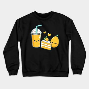 Cute Design in Kawaii Style with a Mango Cake and Milkshake | Kawaii Food Art Crewneck Sweatshirt